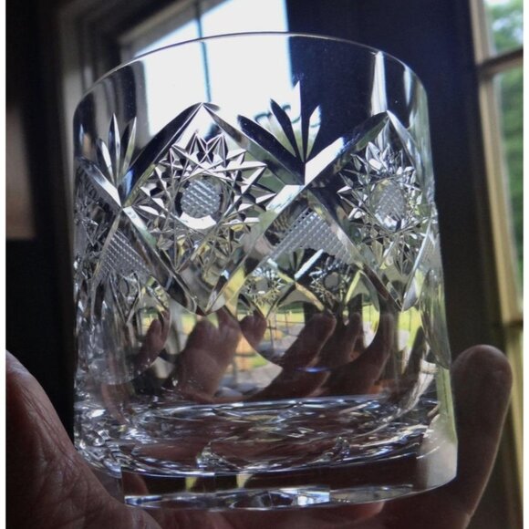 Vintage Rogaska Crystal Double Old Fashioned Glasses Set Of 5 3.5" X 3" Intricat - Picture 10 of 16